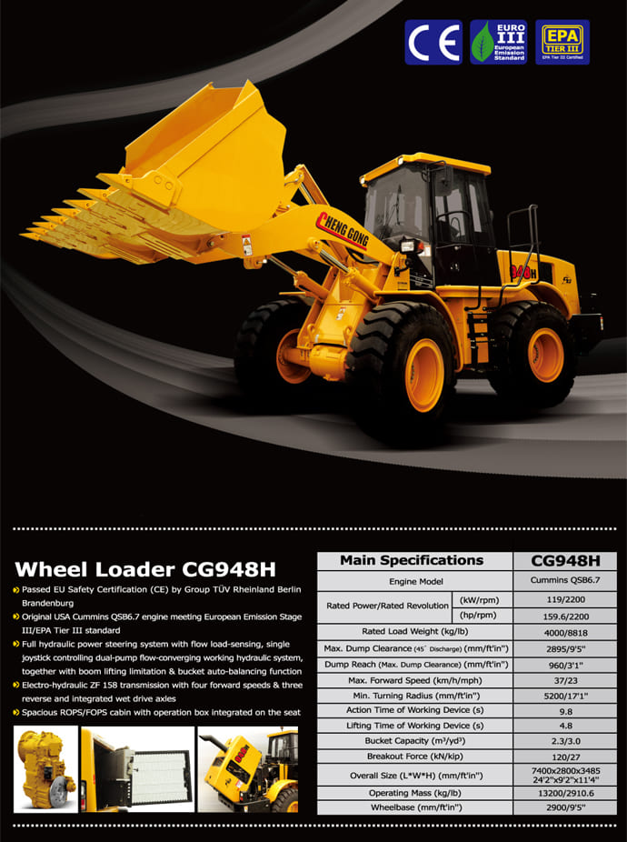CG948H Wheel Loader Spec